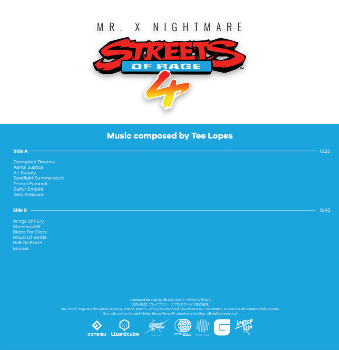 Streets of Rage 4 Mr. X Nightmare - Vinyl Soundtrack